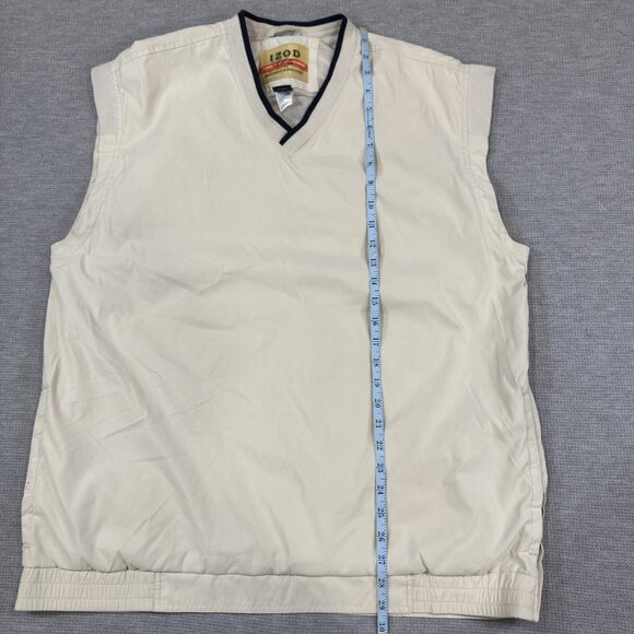 Izod X-Treme Friction Golfwear Vest Mens Large V-Neck Sleeveless Light Khaki - Picture 9 of 11